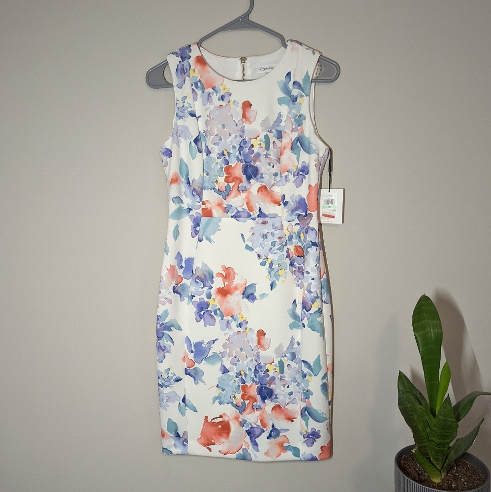 Floral Dress Calvin Klein sheath dress floral petite size 8